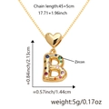 Gold letter B pendant necklace with colorful zircon heart and box chain measurements - Pendant Only (Without Chain) / Gold B