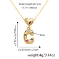 Collana lettera C dorata con zirconi colorati e gancio a cuore, catena regolabile - Solo Ciondolo (Senza Catena) / Oro C