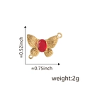 Detail of 18k gold butterfly pendant with red gemstone and dimensions measurement - Red Stone Large Butterfly (Style C)