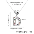 Collana con pendente a cuore lettera D con zirconi colorati su catena - Solo Ciondolo (Senza Catena) / Argento D