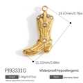 Ciondolo a stivale da cowboy in acciaio inossidabile placcato oro 18k con zirconi - Stivale da Cowboy d'Oro (PJ93331G)