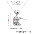 Collana con ciondolo a cuore lettera E in finitura argento con zirconi colorati - Solo Ciondolo (Senza Catena) / Argento E