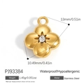 Pendente quadrifoglio in acciaio inossidabile dorato con zircone centrale brillante - Trifoglio con Pietra Singola Dorato (PJ93384)