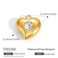 Ciondolo a cuore in acciaio placcato oro 18k con zircone e indicazioni di misura - Cuore con Pietra Singola Dorato (PJ93386)