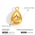 Pendente a goccia in acciaio inossidabile dorato impermeabile con zircone a stella - Punto Stella con Pietra Singola Dorato (PJ93387)