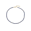 Bohemian style necklace with blue cylindrical stones and gold metal spacer beads - Blue (N2348-GO-B)
