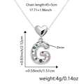 Collana con ciondolo a cuore e lettera G in zirconi colorati, finitura argento, 50cm - Solo Ciondolo (Senza Catena) / Argento G