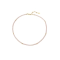 Pink square bead necklace with gold accents and stainless steel extension chain - Pink (N2366-GO-RP)
