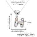 Collana con pendente a cuore lettera H in argento con zirconi colorati e misure dettagliate - Solo Ciondolo (Senza Catena) / Argento H
