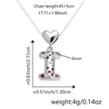 Collana con ciondolo lettera I in argento con zirconi colorati e attacco a forma di cuore - Solo Ciondolo (Senza Catena) / Argento I