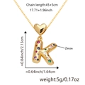 Collana con lettera K dorata con zirconi colorati e gancio a forma di cuore - Solo Ciondolo (Senza Catena) / Oro K