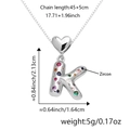 Collana con ciondolo a cuore lettera K con zirconi colorati e finitura argento - Solo Ciondolo (Senza Catena) / Argento K