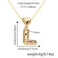 Collana con pendente lettera L dorata, zirconi colorati e chiusura a cuore - Solo Ciondolo (Senza Catena) / Oro L