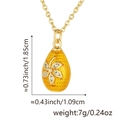 Detail of 18k gold plated egg-shaped pendant with diamond-encrusted flower and dimensions - Yellow (Style F) / Pendant Only (Without Chain)