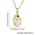 Detailed dimensions of 18K gold plated oval pendant with enamel floral embossing - Pendant Only (Without Chain) / White