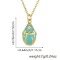 Oval 18K gold plated copper pendant with blue enamel, floral pattern and dimensions - Pendant Only (Without Chain) / Blue