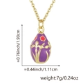 Purple enamel egg pendant with 18K gold floral patterns and measurement details - Pendant Only (Without Chain) / Purple