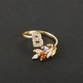 Adjustable 18k gold plated ring with letter B and multicolor marquise stones - Letter B / Gold