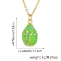 Green enamel oval pendant necklace with blue floral pattern and 18K gold plated finish - Pendant Only (Without Chain) / Green