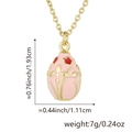 Pink enamel egg pendant necklace in 18K gold plated finish with floral detail and dimensions - Pendant Only (Without Chain) / Pink