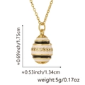 Black and white enamel egg pendant in 18K gold plated copper with zirconia stones - Pendant Only (Without Chain) / Black