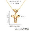Collana con ciondolo lettera T dorata con zirconi colorati e chiusura a cuore - Solo Ciondolo (Senza Catena) / Oro T