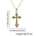 Detailed view of gothic gold-plated cross pendant with black enamel and clear gemstone - Gothic Black Oil Drip Cross (Style A)