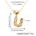 Collana dorata con pendente lettera U, zirconi colorati e chiusura a cuore - Solo Ciondolo (Senza Catena) / Oro U
