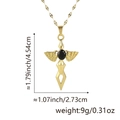 Kreuzflügel Anhänger mit 18 Karat Vergoldung und schwarzem Zirkon an einer Goldkette - Anhänger + Lippenkette / Goldene Flügel Schwarzer Edelstein Kreuz (Stil A)