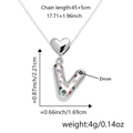 Ciondolo lettera V in argento con anello a cuore e pietre di zircone colorate - Solo Ciondolo (Senza Catena) / Argento V