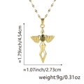 18k Gold Kreuzkette mit grünem Edelstein und Flügeldetails, Gewicht ca. 9g - Anhänger + Lippenkette / Goldene Flügel Grüner Edelstein Kreuz (Stil B)