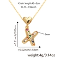 Collana dorata con pendente lettera X e cuore di zircone colorato per donna, lunga 45cm - Solo Ciondolo (Senza Catena) / Oro X