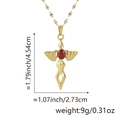 Kreuzanhänger mit rotem Zirkon und goldenen Flügeln, 4.54 cm hoch und 2.73 cm breit Details - Anhänger + Lippenkette / Goldene Flügel Roter Edelstein Kreuz (Stil E)
