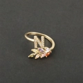 18k gold plated ring with letter N and multi-colored marquise-cut zircon stones - Letter N / Gold