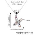 Collana con ciondolo a cuore lettera K e zirconi colorati con finitura argento - Solo Ciondolo (Senza Catena) / Argento X