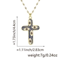 18k vergoldete Kreuzkette mit blauem Emaille-Auge und lila Zirkonia-Steinen besetzt - Anhänger + Lippenkette / Böser Blick Kreuz Lila (Stil H)