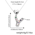 Ciondolo a lettera Y in argento con zirconi colorati e collana a catena sottile - Solo Ciondolo (Senza Catena) / Argento Y