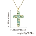 Kreuzanhänger-Halskette mit 18k Goldbeschichtung, blauem Emaille-Auge und grünem Zirkon - Anhänger + Lippenkette / Böser Blick Kreuz Himmelblau (Stil J)