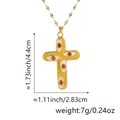 Kreuzkette mit 18k Goldfinish, farbigen Emaille-Augen und roten Edelsteinen - Anhänger + Lippenkette / Böser Blick Kreuz Gelb (Stil K)