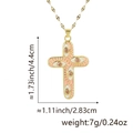 18k Gold Kreuzkette mit rosa Emaille und bösen Augen Steinen, 4,4cm Anhängergröße - Anhänger + Lippenkette / Böser Blick Kreuz Rosa (Stil L)