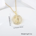 Dimensioni dettagliate del ciondolo Madonna di Guadalupe dorato con zirconi bianchi - Mini Vergine di Guadalupe (Stile D) / Ciondolo + Catena a Labbro