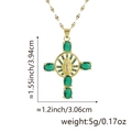 18k Gold Kreuzkette Variante mit grünen Zirkonsteinen und Jungfrau Maria Icon - Anhänger + Lippenkette / Jungfrau Maria Halskette Grüner Edelstein (Stil N)