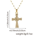 Golden cross pendant necklace featuring white zircon stones and retro textured details - Vintage Rhinestone Cross (Style E)
