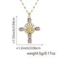 Religiöse 18k Gold Kreuzkette mit ovalen lila Steinen und Jungfrau Maria Anhänger - Anhänger + Lippenkette / Jungfrau Maria Halskette Lila Edelstein (Stil P)