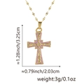Golden cross pendant with purple enamel and rhinestones on a lip link chain - Lavender Purple Enamel Rhinestone Cross (Style F)