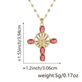 18k vergoldete Kreuzkette mit roten Zirkonia-Steinen und Marienanhänger für Damen - Anhänger + Lippenkette / Jungfrau Maria Halskette Roter Edelstein (Stil Q)