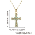 Golden cross necklace with turquoise enamel inlay and sparkling white crystals - Lake Blue Enamel Rhinestone Cross (Type G)