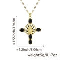 18k Gold Kreuzkette mit Jungfrau Maria Relief und fünf schwarzen Edelsteinen - Anhänger + Lippenkette / Jungfrau Maria Halskette Schwarzer Edelstein (Stil R)