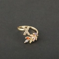 Gold open ring featuring a crystal-encrusted letter X and vibrant multi-colored gemstones - Letter X / Gold