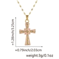 Gold cross pendant necklace with pink enamel and crystals, measuring 3.25 cm in height - Pink Enamel Rhinestone Cross (Style H)